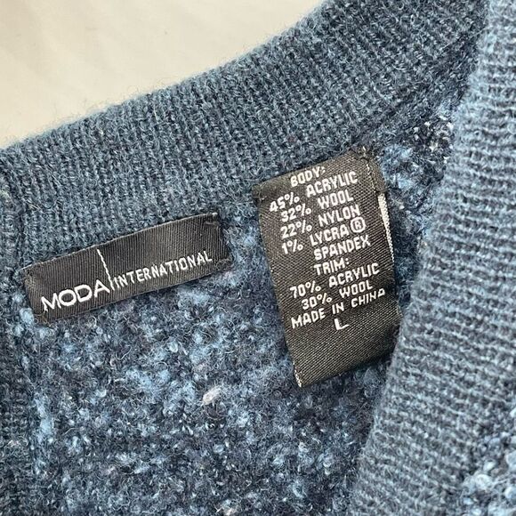 Moda International Womens Half Sleeve Sweater Acrylic Wool Navy Blue Size Large - Picture 6 of 9